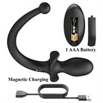 Черная анальная вибропробка с  хвостом и пультом ДУ 529513