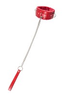 Красный ошейник с подкладкой из меха 529519