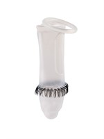 Закрытая насадка на пенис с подхватом мошонки и стимулирующими «ресничками» 529527