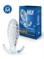 Прозрачная анальная пробка с шишечками - 8 см. 529536