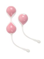 Набор розово-белых вагинальных шариков: двойные и одинарный 529539