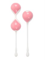 Набор розово-белых вагинальных шариков: двойные и одинарный 529539