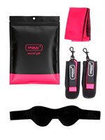 Черно-розовый эротический набор: маска, наручники и повязка 529544