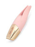 Нежно-розовый мини-вибратор с раздвоенным кончиком - 12,3 см. 529557