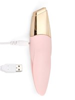 Нежно-розовый мини-вибратор с раздвоенным кончиком - 12,3 см. 529557