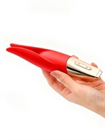 Красный мини-вибратор с раздвоенным кончиком - 12,3 см. 529558