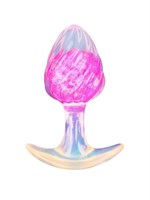 Розоватая анальная пробка со спиралевидным рельефом - 9 см. 529598