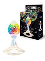 Яркая анальная пробка с ручкой - 8,5 см. 529599