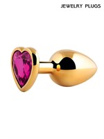 Золотистая анальная пробка с малиновым кристаллом - 9 см. 529670