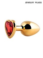 Золотистая анальная пробка с красным кристаллом - 9 см. 529671