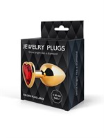 Золотистая анальная пробка с красным кристаллом - 9 см. 529671