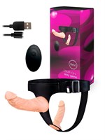 Женский страпон с 2 насадками, вибрацией и пультом ДУ 529674