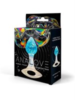 Голубоватая анальная пробка с ручкой - 8,5 см. 529787