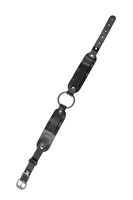 Черный кожаный чокер-ошейник со скруглёнными углами 529791