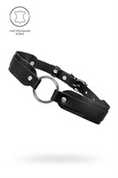 Черный кожаный чокер-ошейник со скруглёнными углами 529791