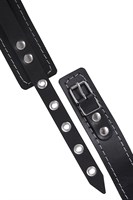 Черный узкий однослойный ошейник с серебристым поводком-цепочкой 529794