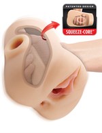 Телесный мастурбатор с вибрацией Double Pounder Vibrating Squeeze Stroker 529830