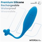 Синее интерактивное виброяйцо с поступательными движениями Thrusting Egg 529843