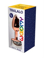 Золотистая анальная втулка Wooomy Tralalo L с прозрачным кристаллом - 9 см. 529864