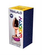 Золотистая анальная втулка Wooomy Tralalo M с розовым кристаллом - 8 см. 529865