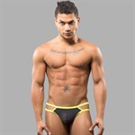 Черные мужские трусы-стринги с 2 боковыми бретелями 529887