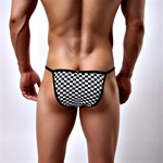 Мужские трусы-танга в черно-белую клетку 529934