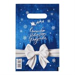 Сине-белый подарочный новогодний пакет с вырубной ручкой (20х30 см) 529973