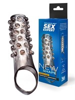 Дымчатая насадка на пенис с выпуклостями - 11 см. 529990