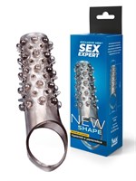 Дымчатая насадка на пенис с шипами и выпуклостями - 12 см. 529991