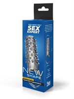 Дымчатая насадка на пенис с шипами и выпуклостями - 12 см. 529991