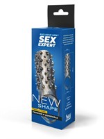 Дымчатая насадка на пенис с шипами и выпуклостями - 12,5 см. 529992