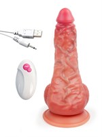 Телесный вибратор-реалистик с пультом ДУ - 24 см. 530054