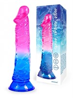 Яркий розово-синий фаллоимитатор с присоской 530556