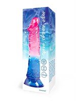 Яркий розово-синий фаллоимитатор с присоской 530556