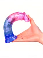 Яркий розово-синий фаллоимитатор с присоской 530556