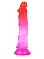 Яркий розово-красный фаллоимитатор с присоской 530558