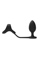 Черное эрекционное кольцо с анальной пробкой Cockstrap With Anal Plug 531137