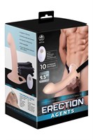 Телесный полый страпон с вибрацией Erection Agents - 24,1 см. 531145