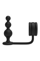 Черное эрекционное кольцо с анальной елочкой Cockring With Beaded Anal Plug 531221