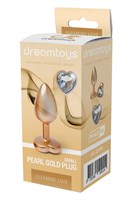 Золотистая анальная пробка с прозрачным кристаллом-сердцем Pearl Gold Plug Small 531223