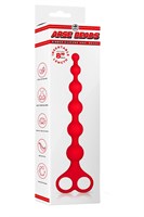 Красная анальная цепочка Ribbed Silicone Anal Beads - 26 см. 531224