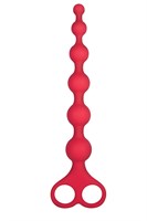 Красная анальная цепочка Ribbed Silicone Anal Beads - 26 см. 531224