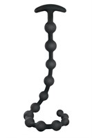 Черная анальная цепочка Ribbed Silicone Anal Beads - 48,3 см. 531225