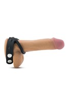 Черное эрекционное кольцо с подхватом мошонки на кнопках VS6 531237