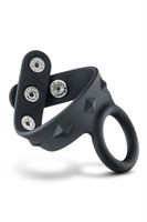 Черное эрекционное кольцо с подхватом мошонки на кнопках VS6 531237