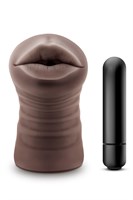 Коричневый мастурбатор-ротик Krystal Vibrating Masturbator 531323
