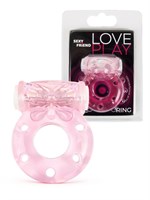 Розовое эрекционное виброкольцо с бабочкой 531368