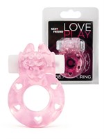 Розовое эрекционное виброкольцо в форме зайчика 531369