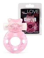 Розовое эрекционное виброкольцо в форме мишки 531370