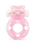 Розовое эрекционное виброкольцо в форме мишки 531370